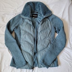 marmot thea jacket sweater w knit sleeves 700 fill down